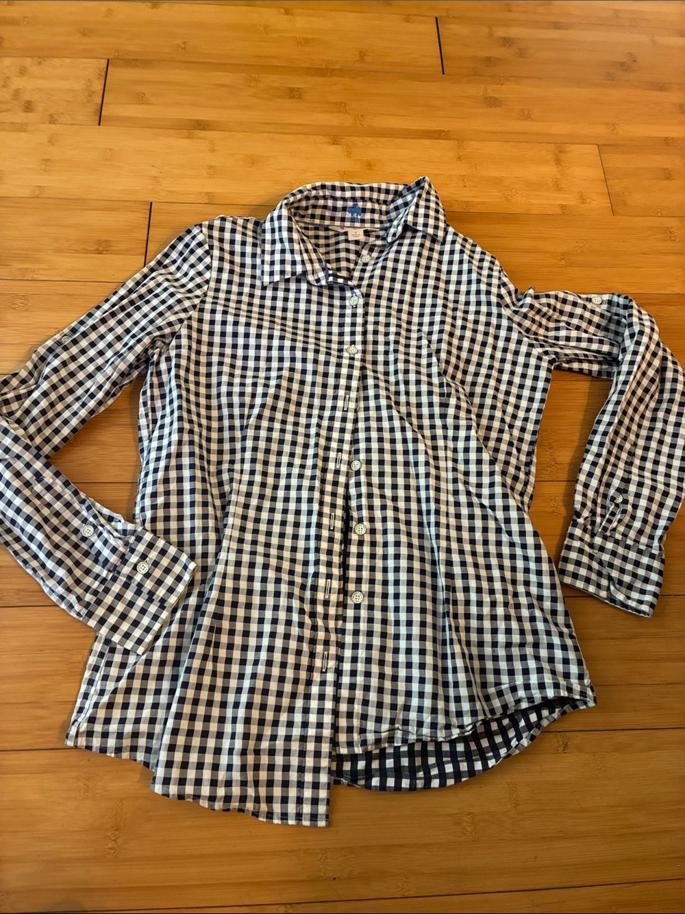 Navy and White Gingham Button-Down Shirt